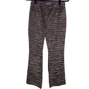 Animal Print Black Brown Corduroy Flare Pants 5 Small XS NWT Boho
